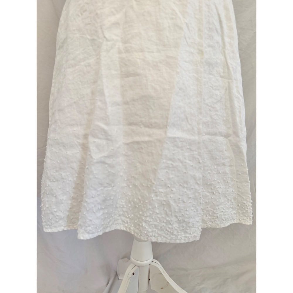 Eileen Fisher Skirt Women White Irish Linen Textured Hem A-Line Midi Small - Picture 3 of 6